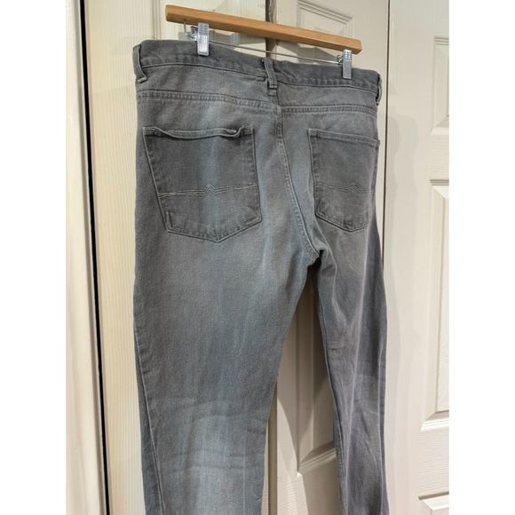 ASOS Rigid Gray Vintage Wash Slim Slouch Boyfriend Jeans Button Fly 36W 34L - Picture 7 of 12